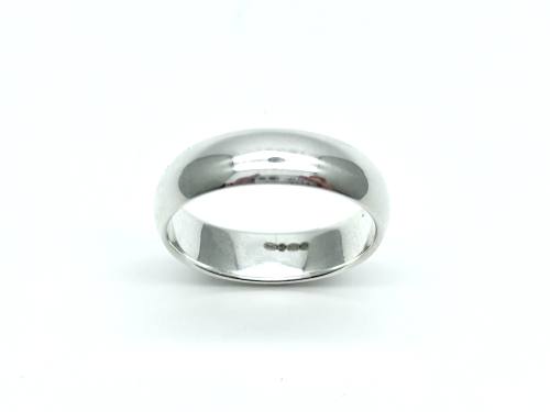 Silver D Shaped Wedding Ring 6mm