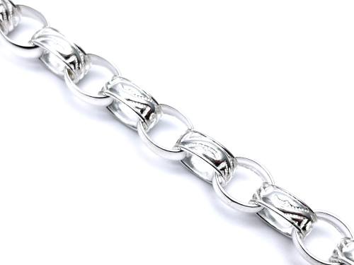 Silver Oval Engraved Belcher Bracelet 8 Inch