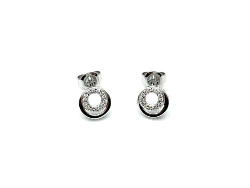 Silver CZ Round Cluster Earrings