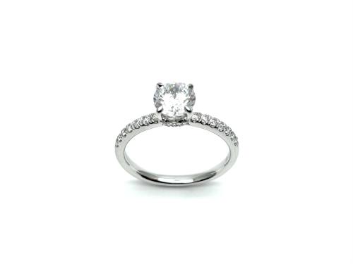 Silver CZ Fancy Solitaire Ring
