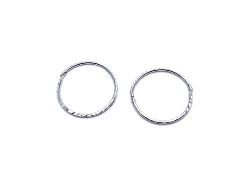 Silver Diamond Cut Hinged Sleeper Earrings 14mm
