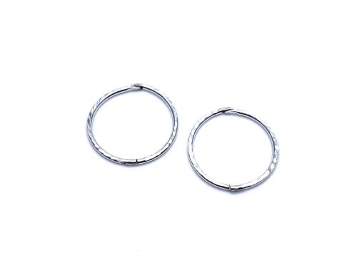 Silver Diamond Cut Hinged Sleeper Earrings 16mm