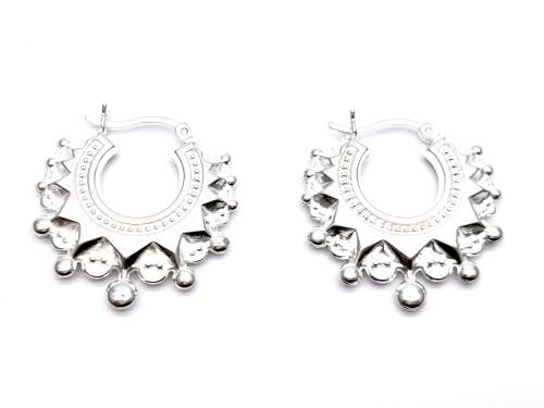 Silver Round Creole Earrings