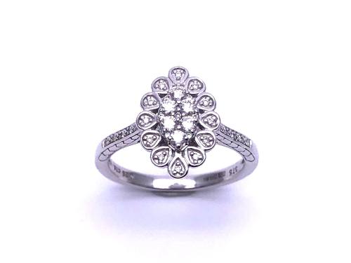 9ct White Gold Diamond Cluster Ring