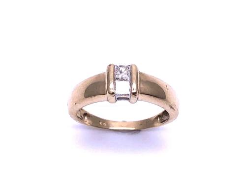 9ct Yellow Gold Diamond 2 Stone Ring