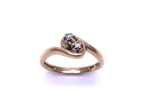 9ct Yellow Gold Diamond 2 Stone Ring