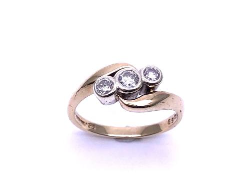 9ct Yellow Gold Diamond 3 Stone Ring