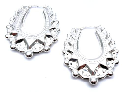 Silver Creole Hoop Earrings