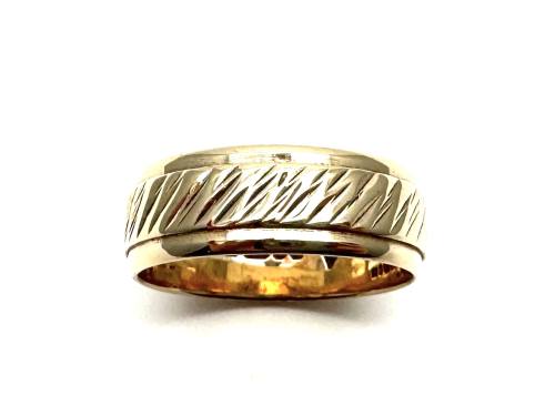 9ct Yellow Gold Patterned Ring 8mm