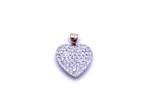 9ct Yellow Gold CZ Heart Pendant