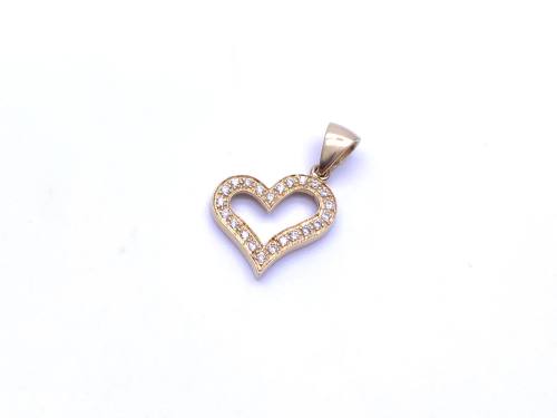 14ct Yellow Gold CZ Heart Pendant