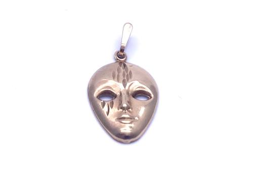 9ct Yellow Gold Tragedy Mask Pendant