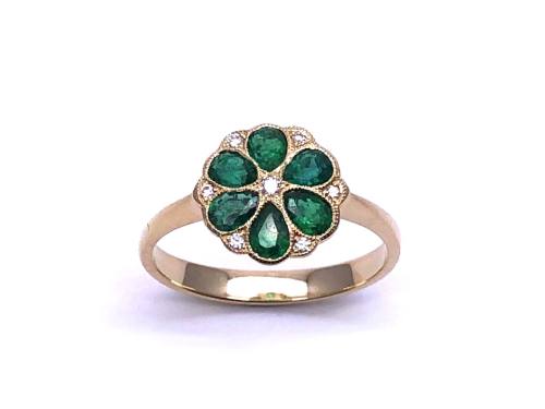 18ct Yellow Gold Emerald & Diamond Ring
