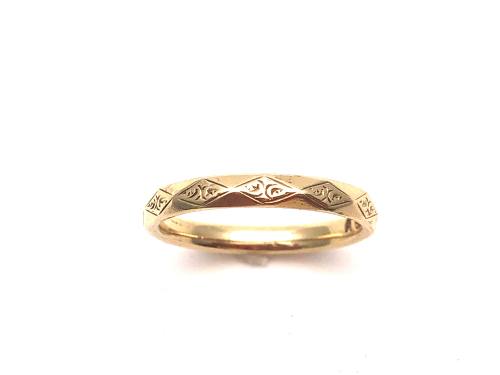 9ct Patterned Wedding Ring 3mm