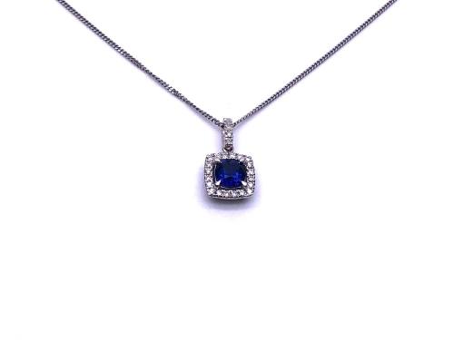 18ct Sapphire & Diamond Pendant & Chain