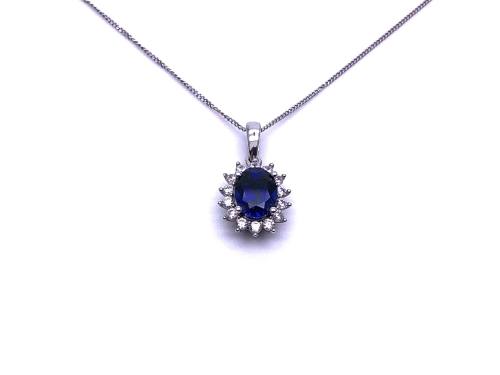 9ct Sapphire & Diamond Pendant & Chain