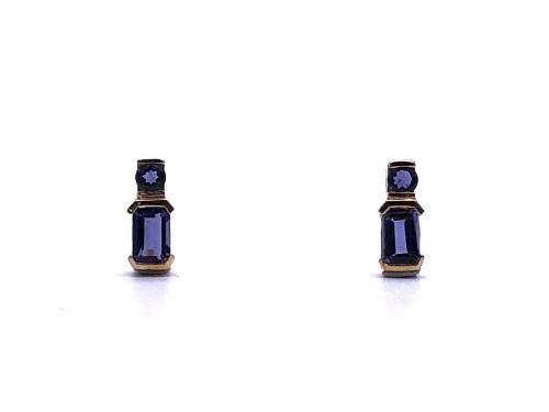 9ct Yellow Gold Iolite Stud Earrings