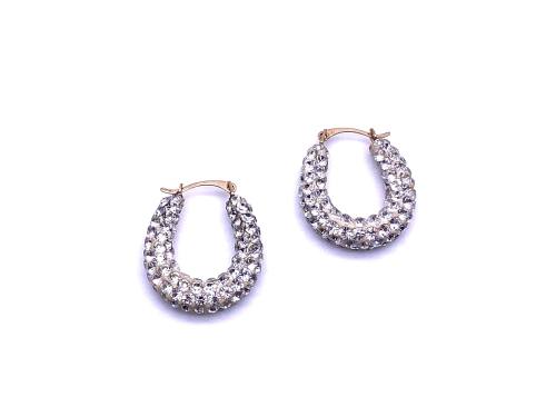 9ct Yellow Gold Crystal Hoop Earrings