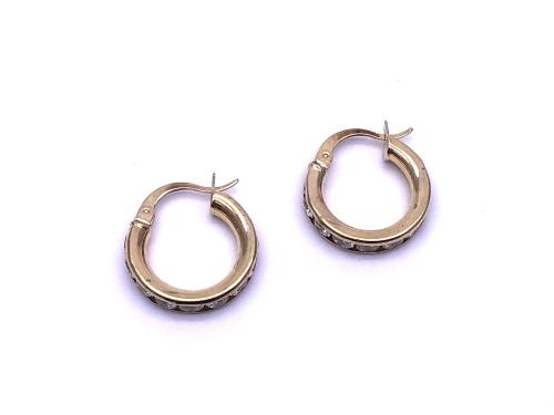 9ct Yellow Gold CZ Hoop Earrings