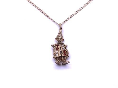 9ct CZ Clown Pendant & Chain
