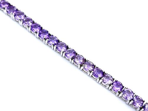 Silver Amethyst Bracelet 7.5 Inch
