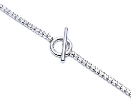 Silver Cz T-Bar Bracelet