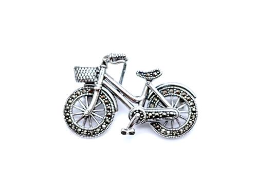 Silver Marcasite Bicycle Pendant Brooch