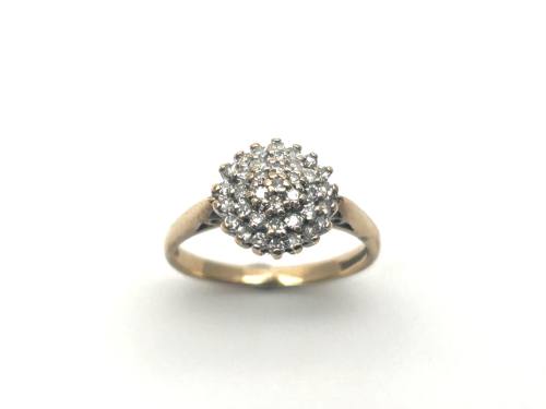9ct Yellow Gold Diamond Cluster Ring