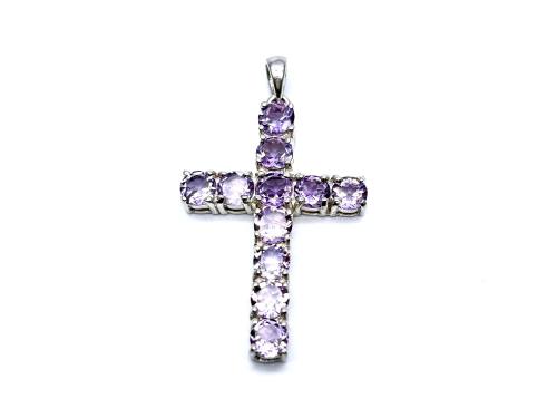 Silver Amethyst Cross Pendant