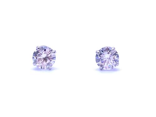 9ct White Gold CZ Stud Earrings 6mm