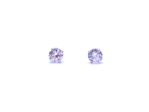 9ct White Gold CZ Stud Earrings 6mm