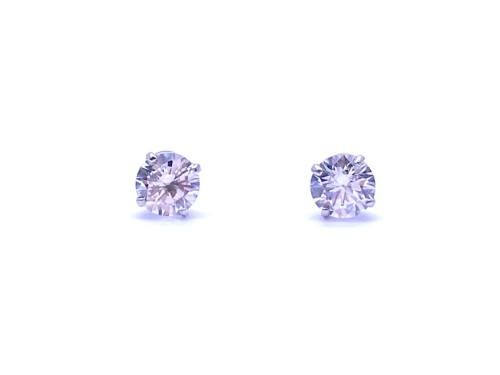 9ct White Gold CZ Stud Earrings 6mm