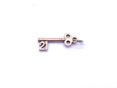 9ct Yellow Gold 21st Key Charm/Pendant