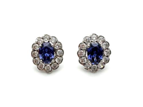 9ct White Gold CZ Cluster Earrings