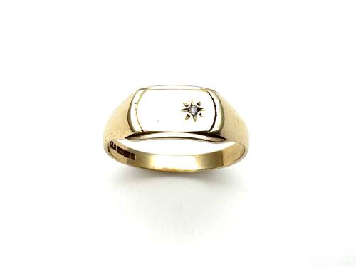 9ct Yellow Gold Diamond Signet Ring