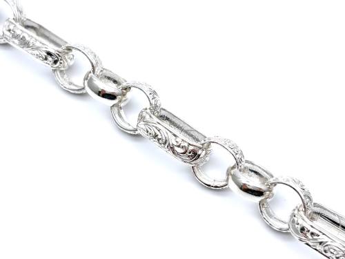 Silver Engraved Gypsy Bracelet 9 Inch