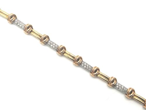 18ct 3 Colour Diamond Bracelet 7 inch