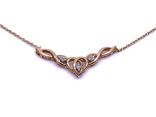 9ct Yellow Gold Diamond Celtic Necklet
