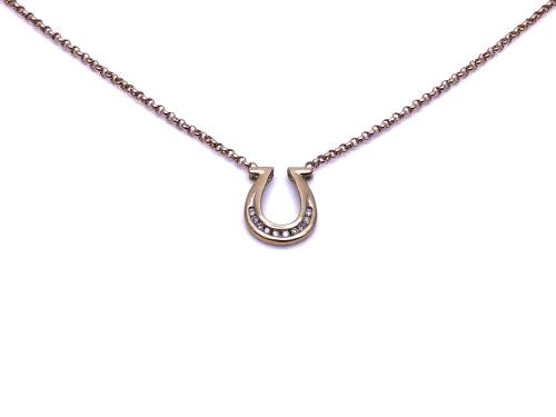 9ct Diamond Horse Shoe Necklet 18 Inch