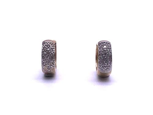 9ct Yellow Gold Diamond Hoop Earrings