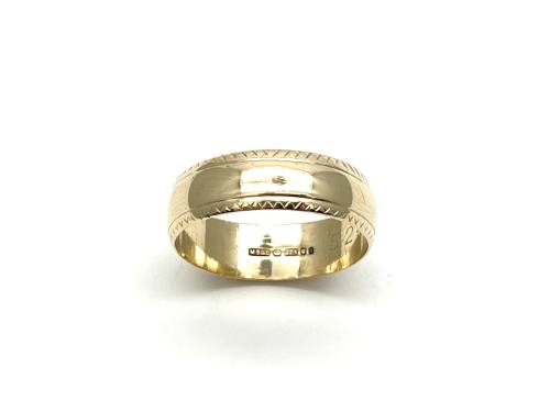 9ct Patterned Wedding Ring 7mm
