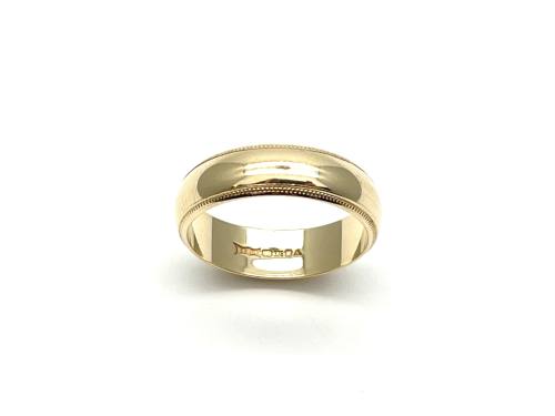 9ct Millegrain Wedding Ring 6mm