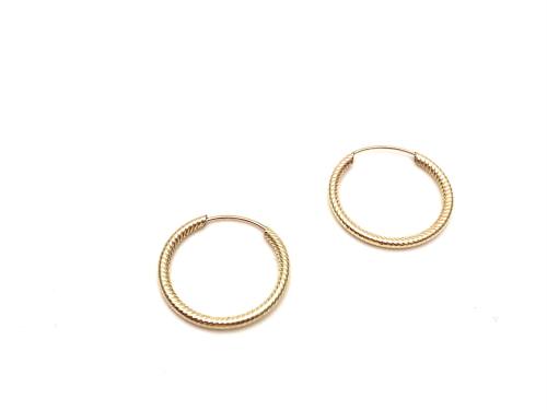 9ct Yellow Gold Patterned Hoop Earrings