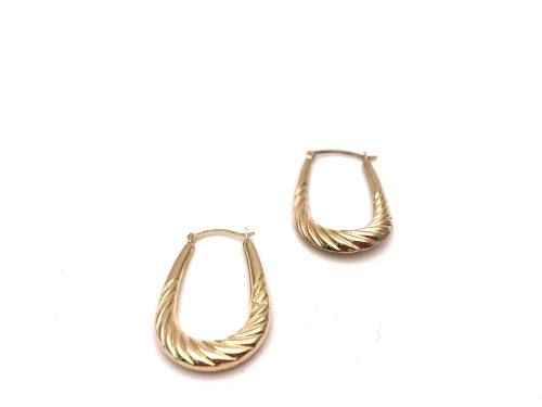 9ct Yellow Gold Oval Hoop Earrings