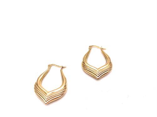 9ct Yellow Gold Patterned Hoop Earrings
