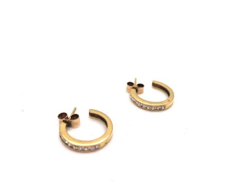 9ct Yellow Gold CZ Hoop Earrings