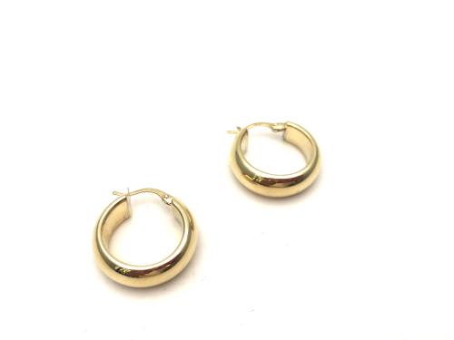 9ct Yellow Gold Chunky Hoop Earrings 15mm