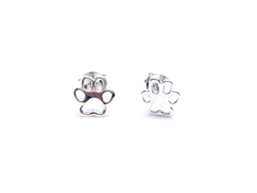 Silver Pawprint Stud Earrings