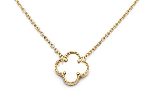 Silver Gold Plated MOP Clover Pendant & Chain