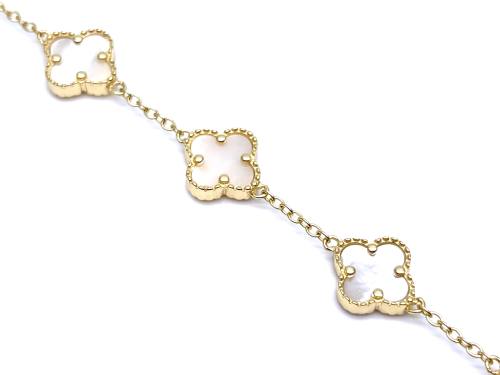 Silver Gold Plated MOP Multi Clover Bracelet